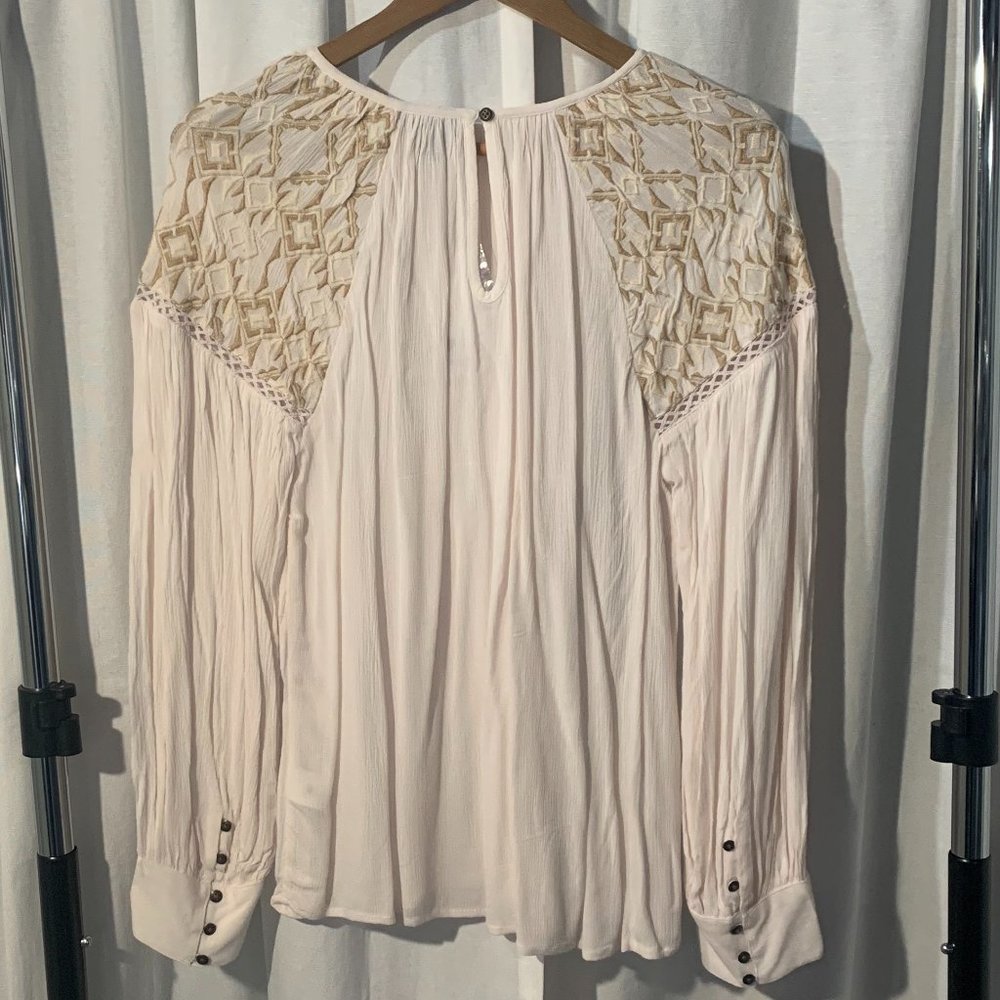 Brand new Long Sleeve Blouse	in Cream and Tan (petite m)